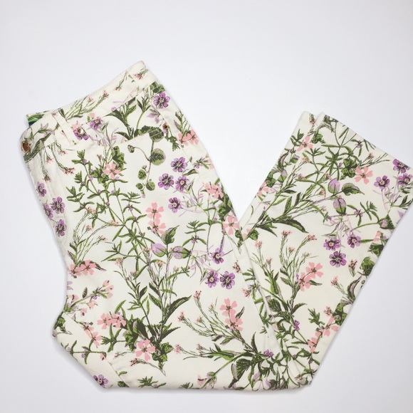 C. Wonder Denim - C Wonder floral cropped jeans cream size 10 petite
